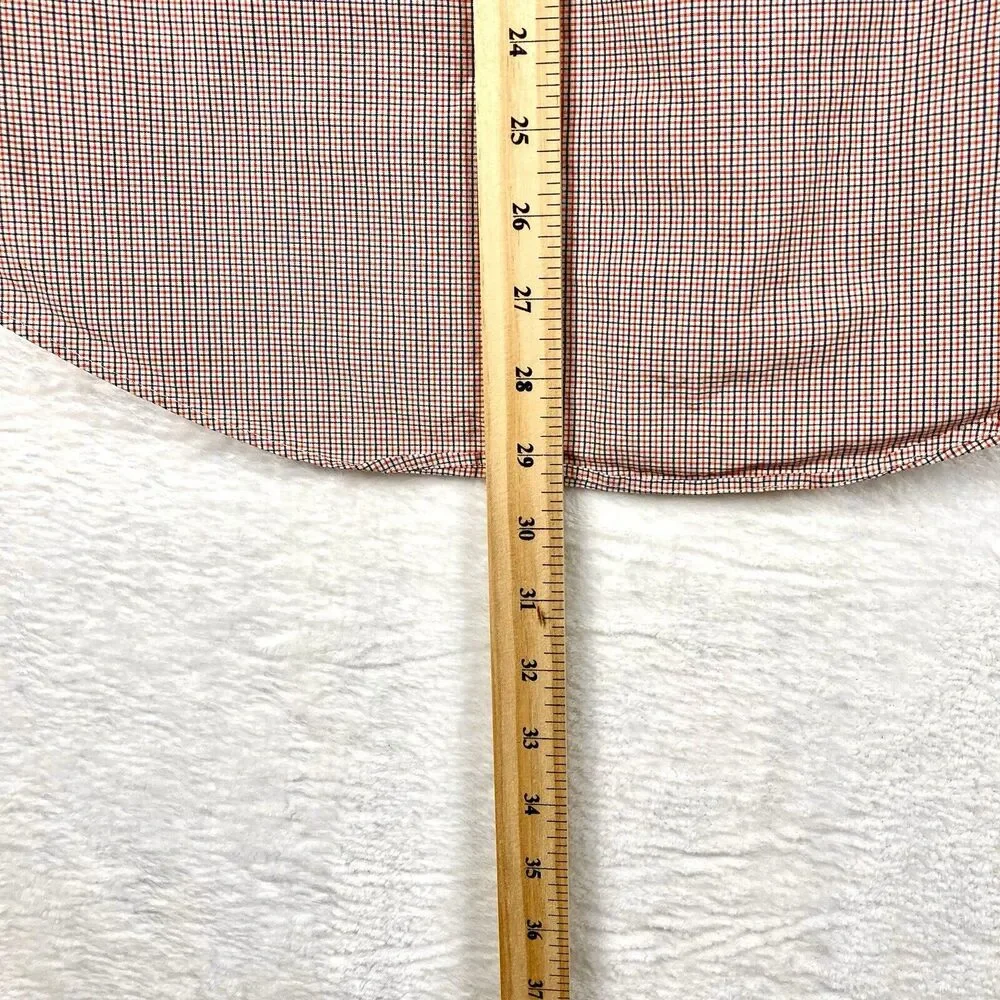 VTG Ralph Lauren Dress Shirt Men L 15.5 Red Blue Grid Micro Check Plaid Preppy